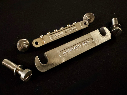 Gibson Relic ABR-1 Bridge and Lightweight Aluminum Tailpiece Set with Studs for USA Reissue Gibson Aged Nickel R9