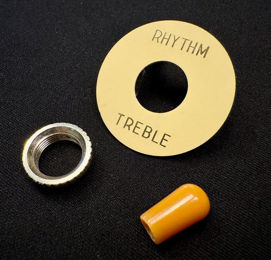 Gibson Burst Switch Upgrade Set UNAGED NOS Poker Chip Bakelite Switch Tip and Heavy Knurled Switch Nut 1958 1959 non-relic