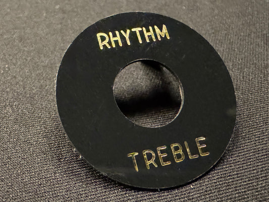 Gibson Custom UNAGED Poker Chip Switch Ring 1968 Black With Gold Lettering Non-Relic