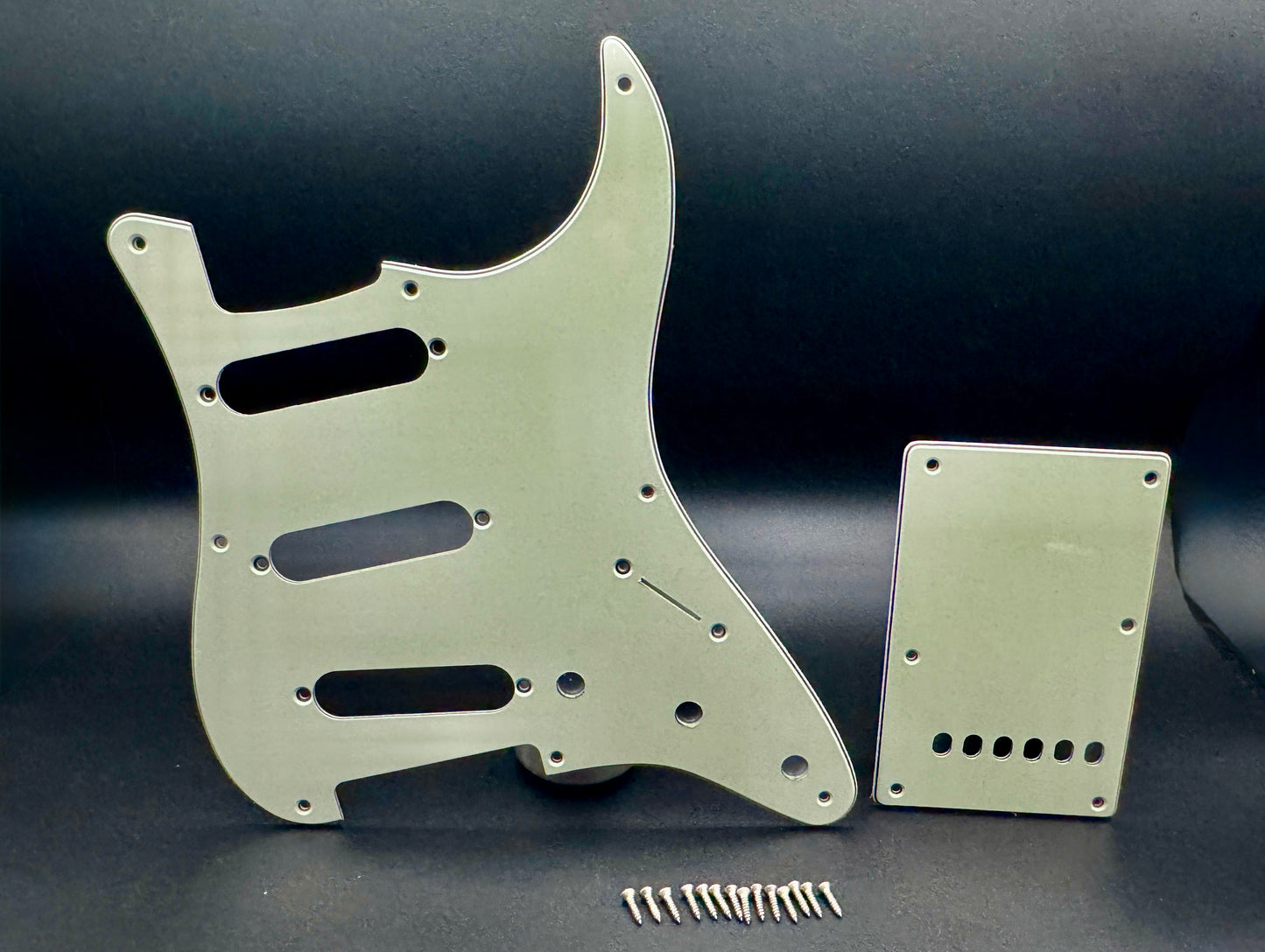 USA MADE Fender Stratocaster Vintage Mint Green White 3 Ply 8 Hole Pre-CBS Pickguard Set with Backplate and Aged Screws Eric Clapton Eric Johnson SRV