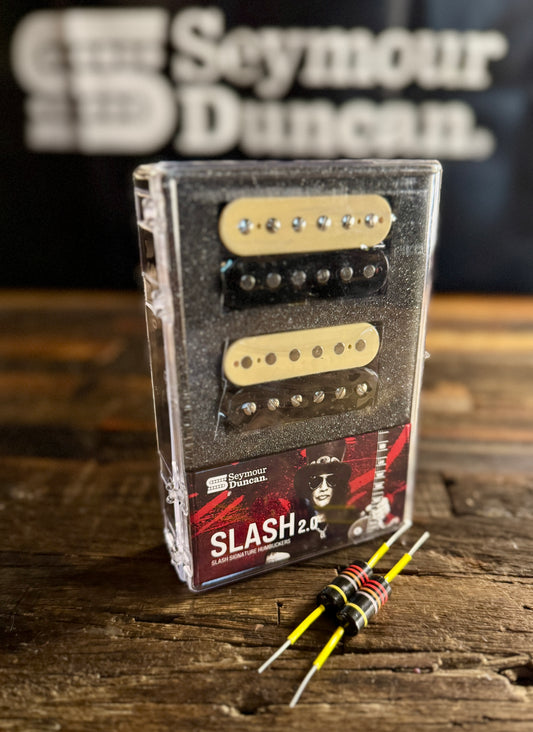 Seymour Duncan Slash 2.0 Reverse Zebra Humbucker Set with FREE .022 Bumblebee Capacitors