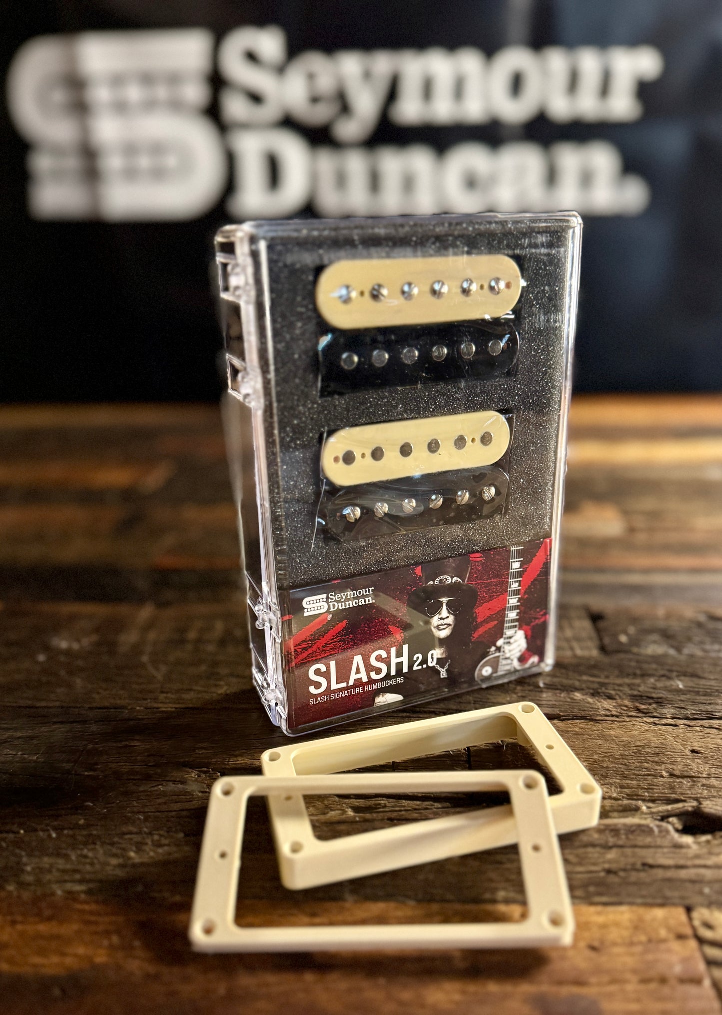 Seymour Duncan Slash 2.0 Reverse Zebra Humbucker Set with FREE M-69 Butyrate Vintage Humbucker Rings