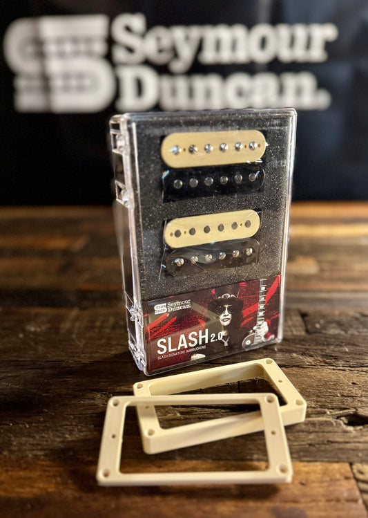 Seymour Duncan Slash 2.0 Reverse Zebra Humbucker Set with FREE M-69 Butyrate Vintage Humbucker Rings
