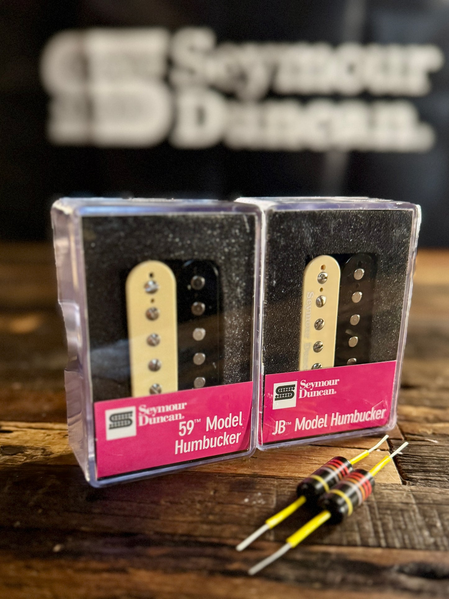 Seymour Duncan SH-1N 59 and SH-4JB Zebra Humbucker Pickup Set with FREE Bumblebee .022 Capacitors