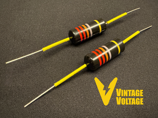 Bumblebee Oil Filled Tone Capacitor Set .022uf Correct Vintage Spec by Centralab Gibson Custom Shop with Yellow Spaghetti Tube