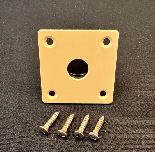 Gibson Custom Shop Reissue OEM Square Jack Plate Historic Spec Layered ABS Vintage Light Cream with Aged Screw Set