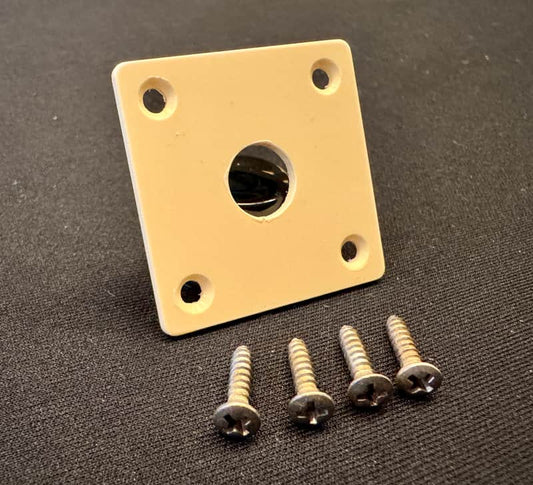 Gibson Custom Shop Reissue OEM Square Jack Plate Historic Spec Layered ABS Vintage Light Cream with Aged Screw Set